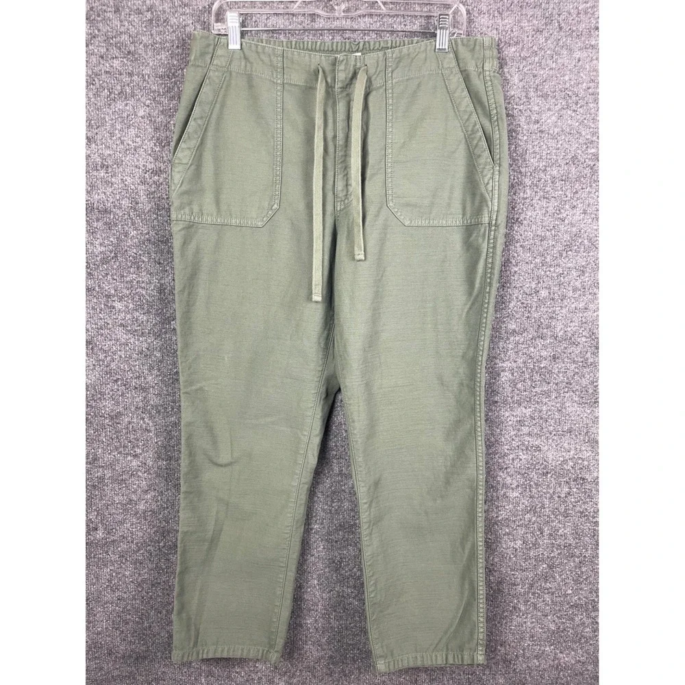 J. Crew Utility‎ Pants Women's 8 Green Drawstring Elastic Waist Straight Leg